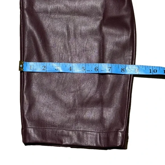 Loft Pull On Slim Pants Faux Leather Burgundy Drawstring Women’s Slacks Size XXL - Picture 11 of 13